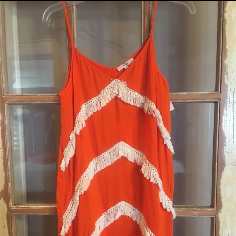 Orange fringe boutique dress